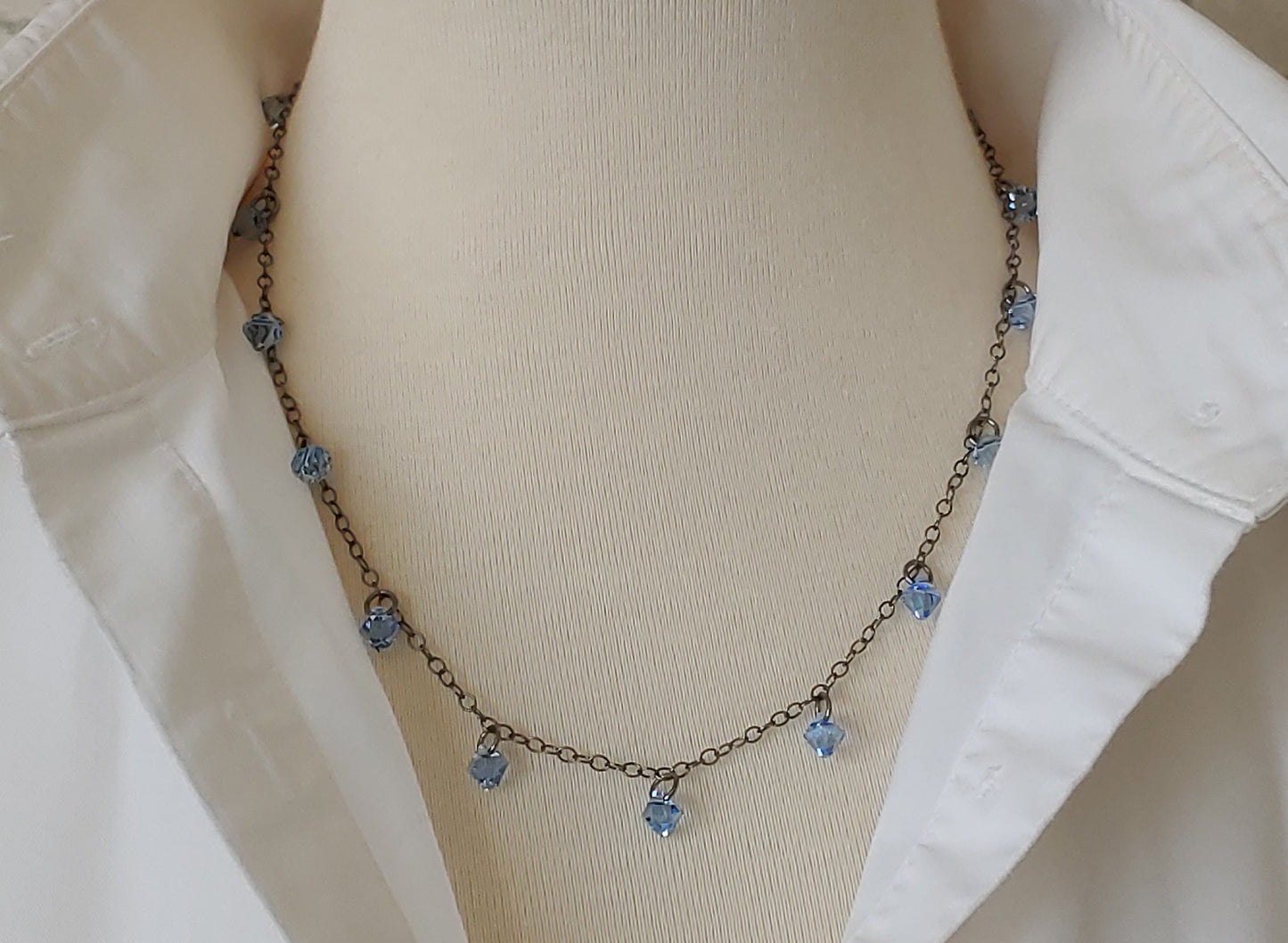 Oxidized chain tin cup necklace