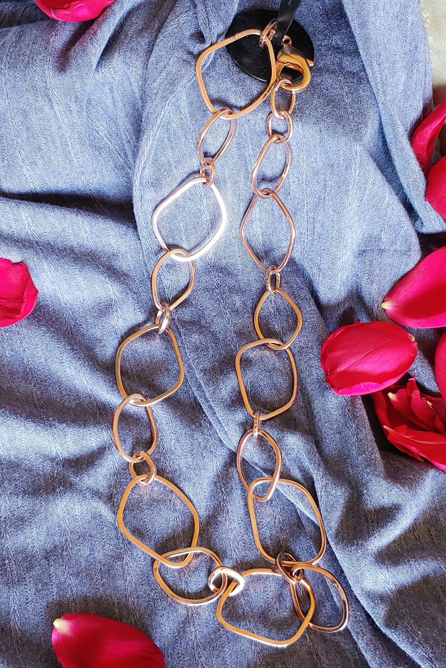 Rose gold plated statement necklace and bracelet  set