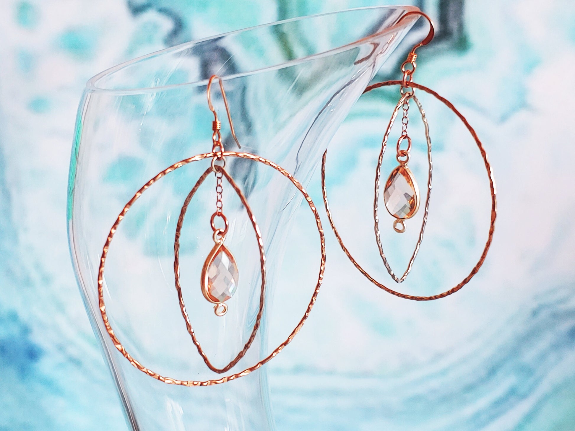 Gold and silver hammered hoop earrings