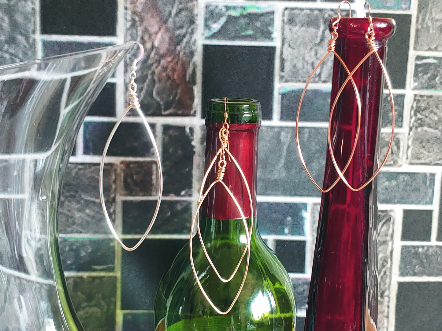 Marquise shaped, hoop earrings zero slip