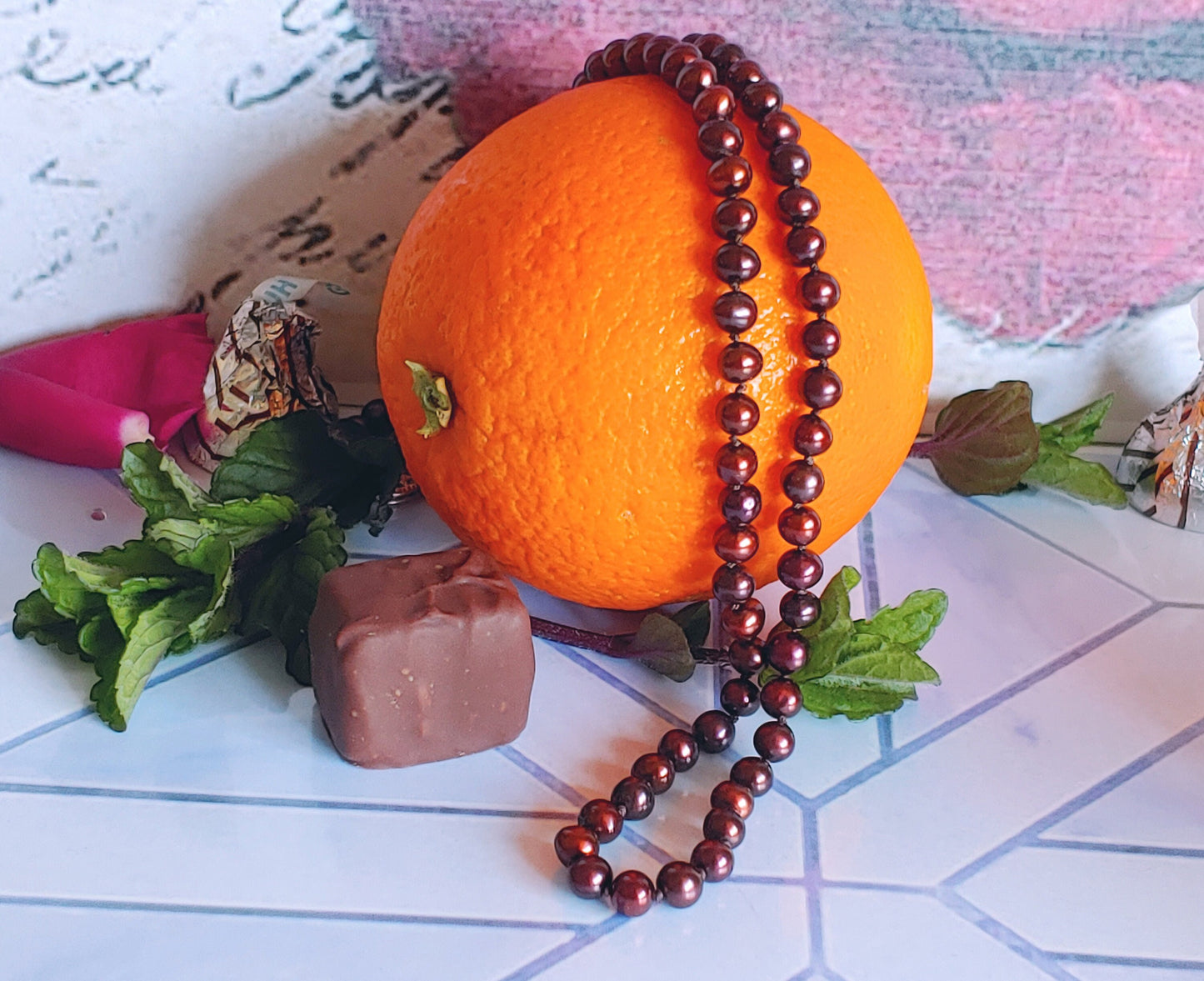 Chocolate feshwater pearl necklace 5mm