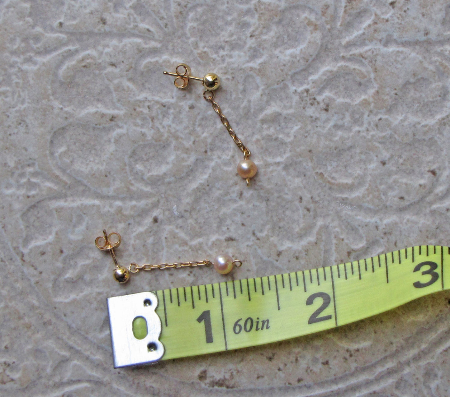 Freshwater pearl tin cup necklace with pearl dangle drop earrings