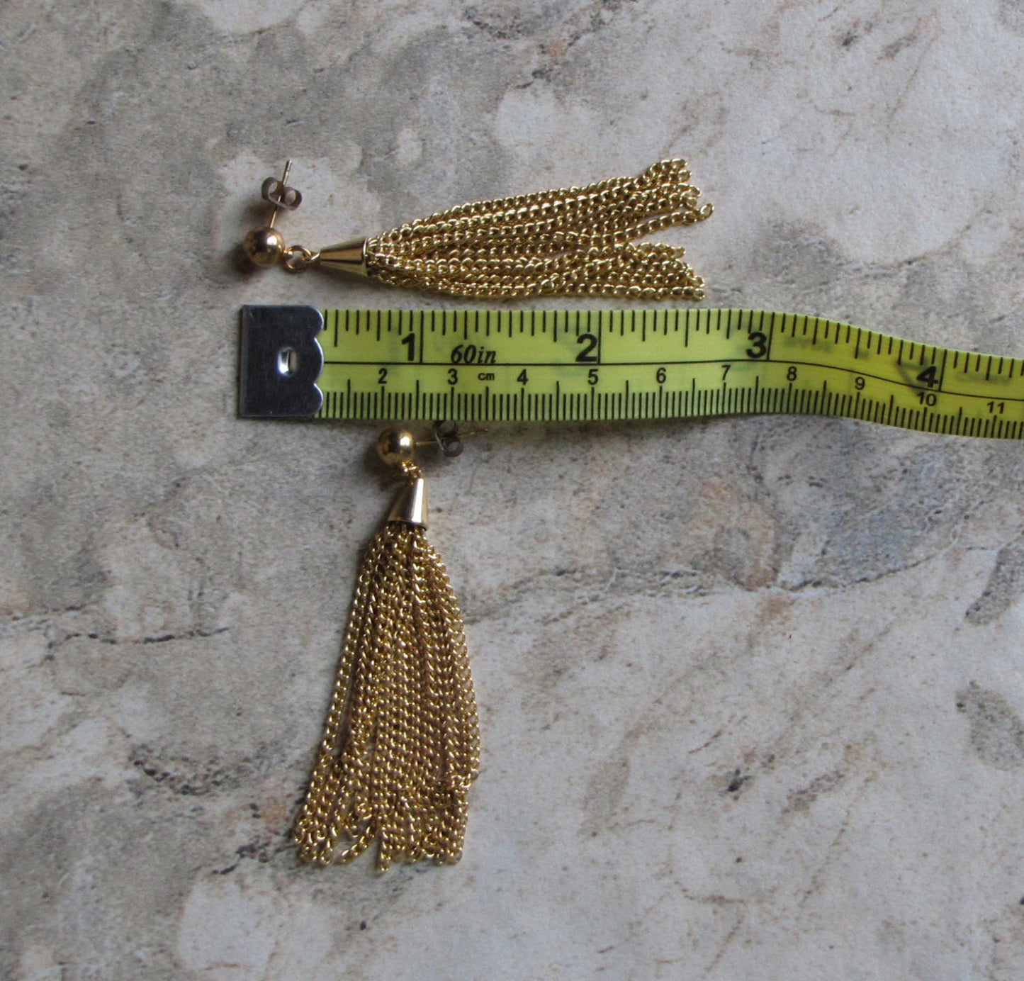 Steel chain tassel earrings.