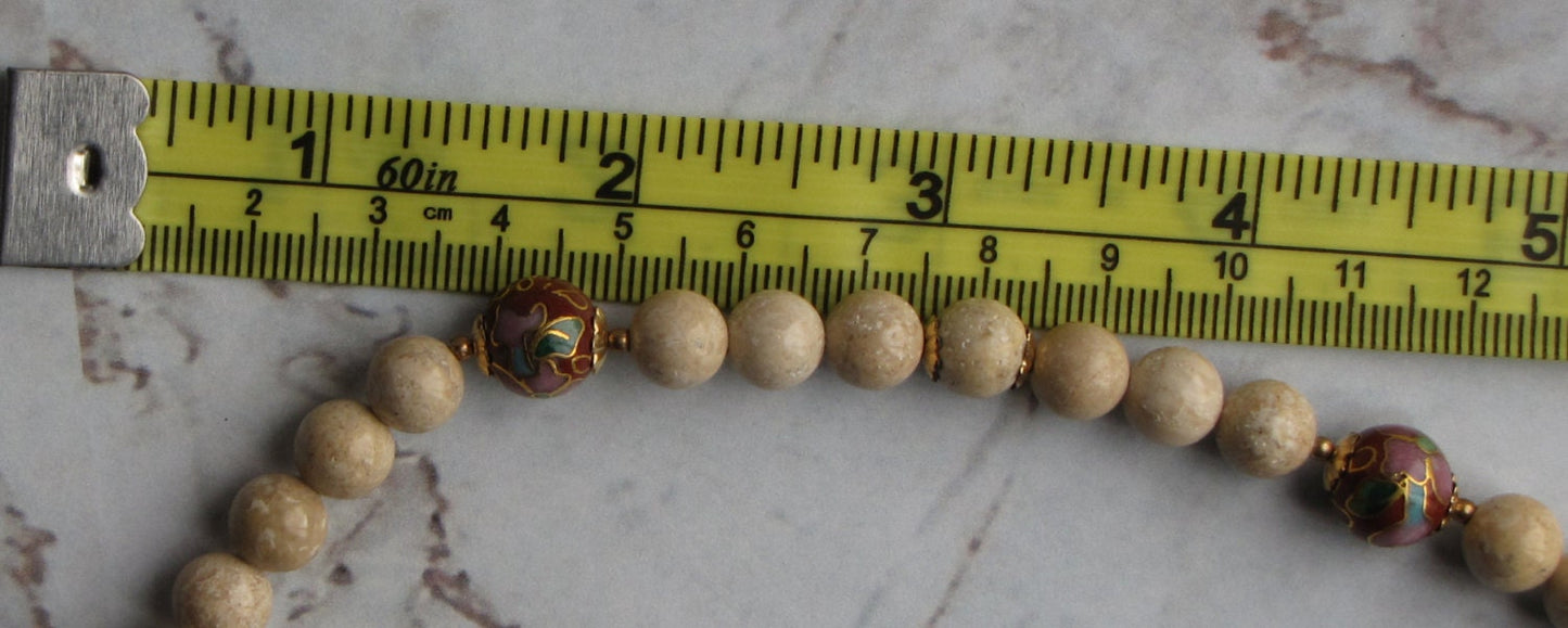 River stone and cloisonne necklace