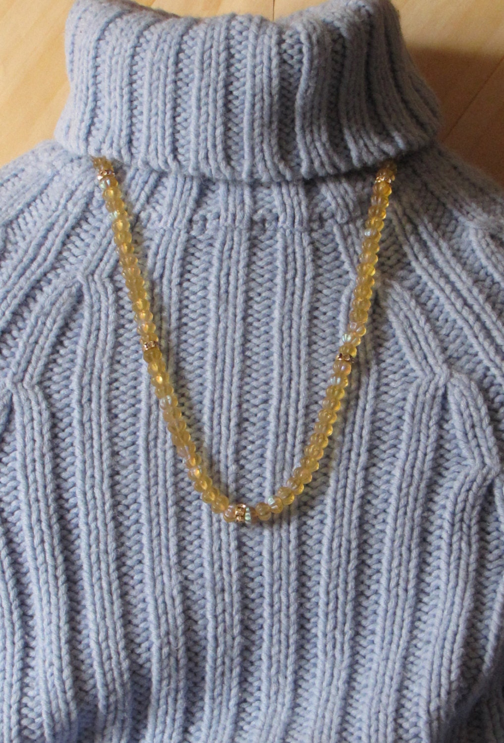 yellow flower bead necklace and earring set