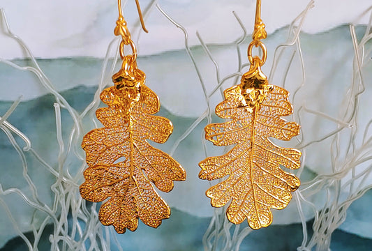 Electro form  Lacey Oak earrings 24k gold