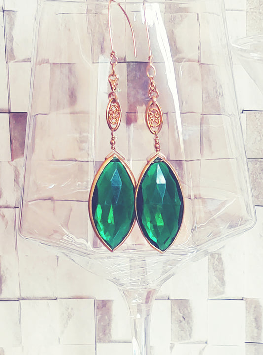 Green Topaz Marquise drop earrings