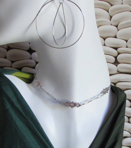 Cantaloupe Swarovski crystal tin cup necklace