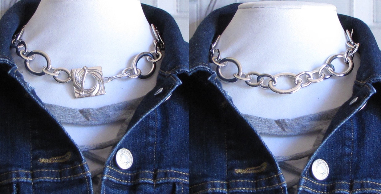 Collar style Bastille chain necklace and matching bracelet