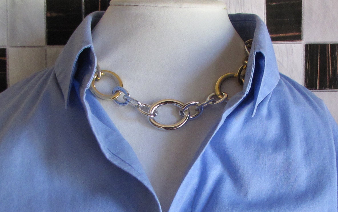 Rhodium and gold plated necklace