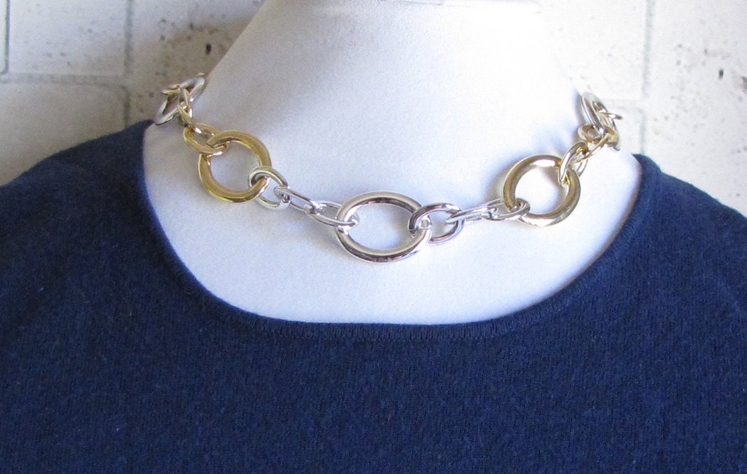 Rhodium and gold plated necklace