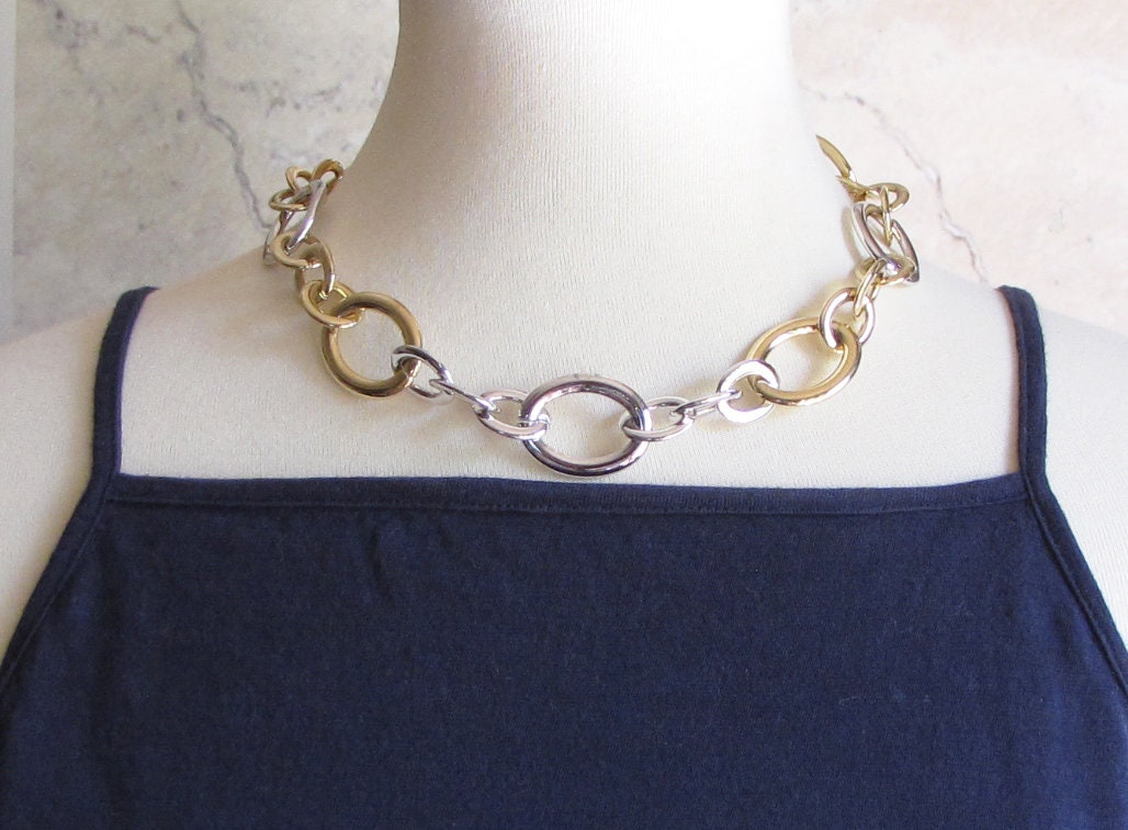 Rhodium and gold plated necklace