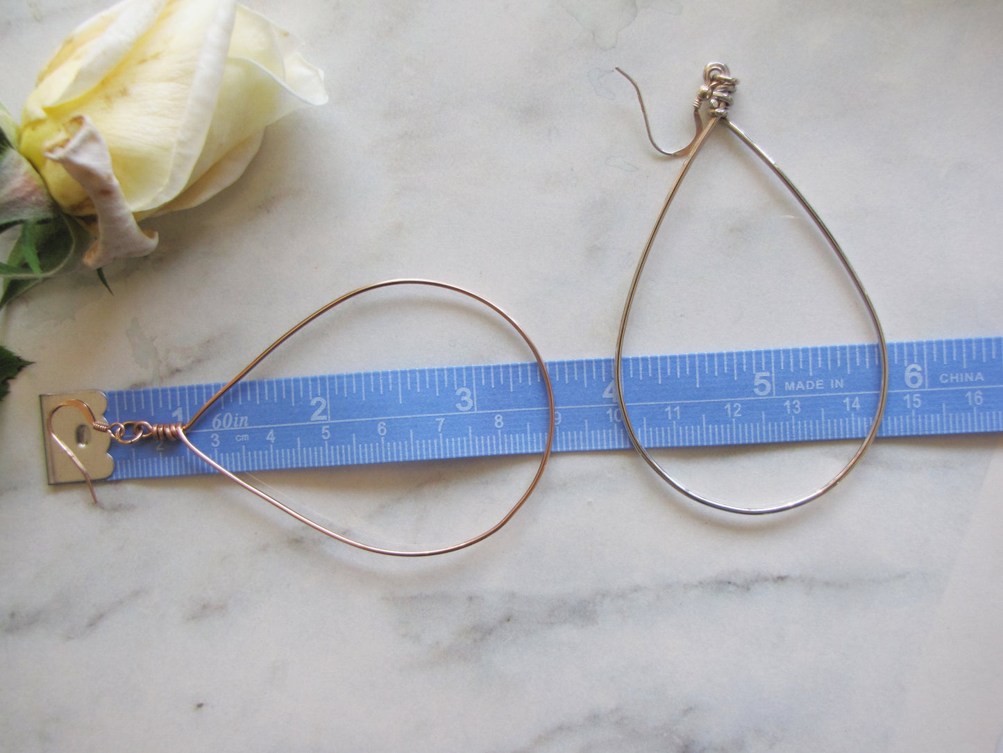 Zero slip teardrop hoop earrings