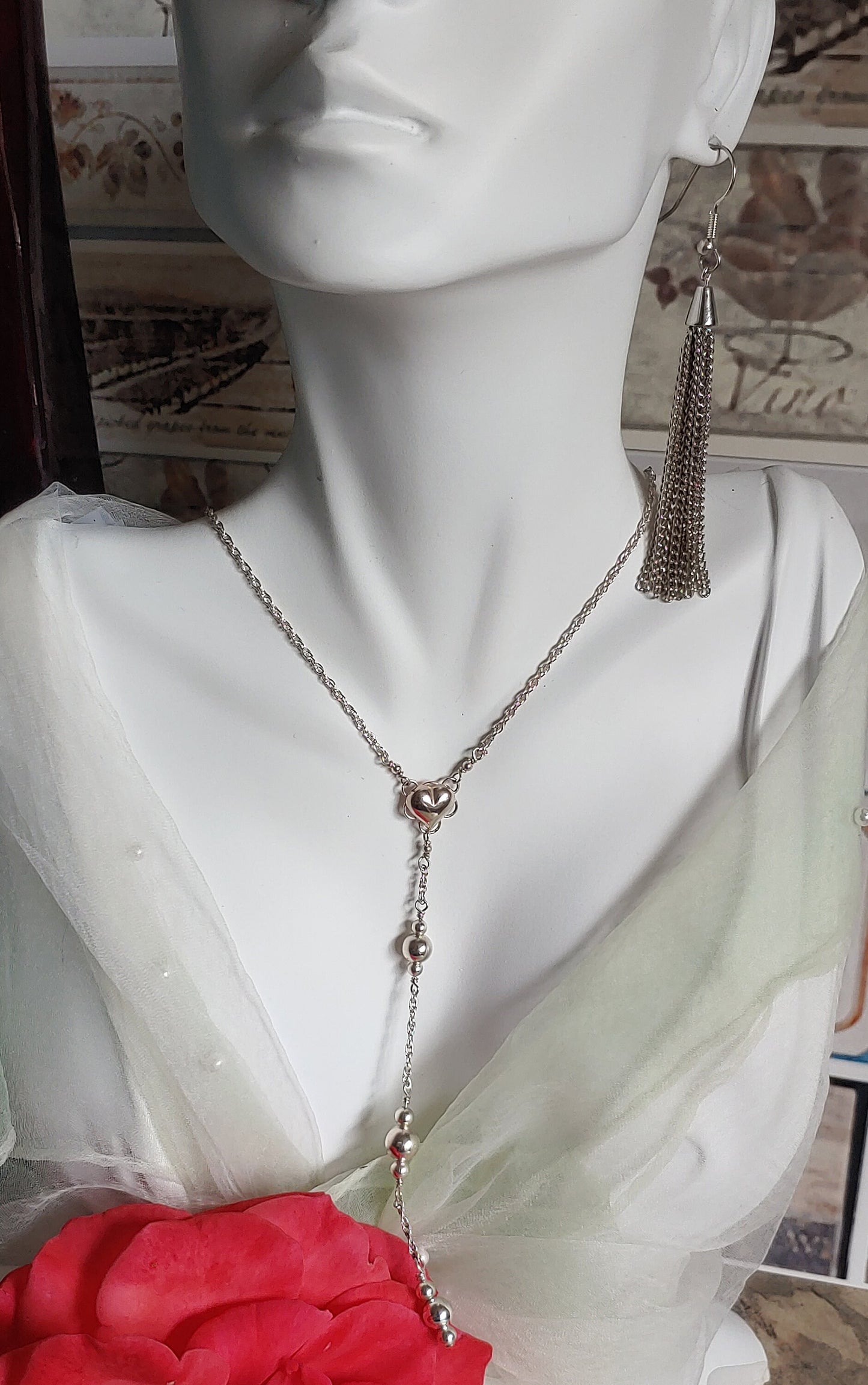 Sexy sterling silver Y necklace