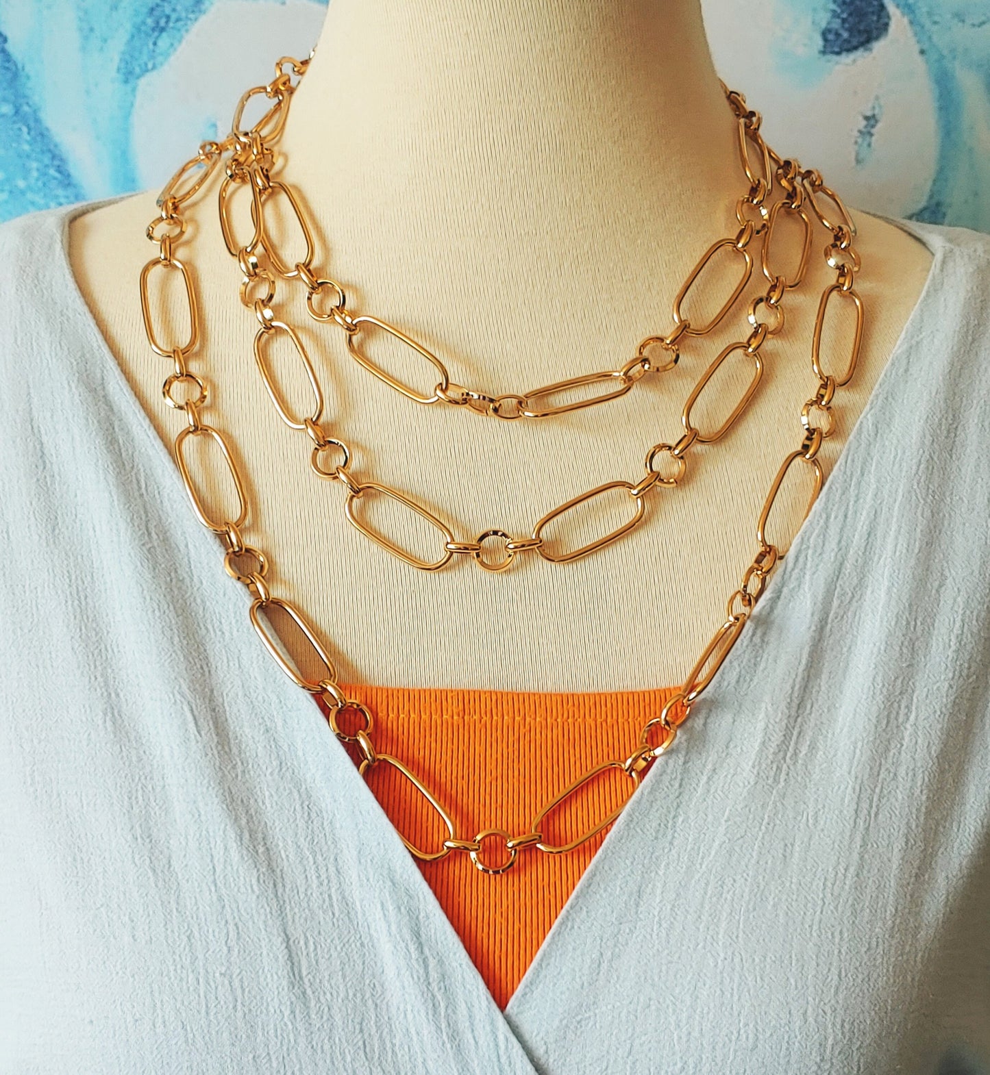 Lexington statement chain necklace in gold or rhodium plate