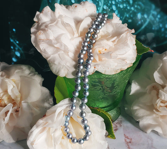 6mm silver blue Japanese Akoya pearl necklace